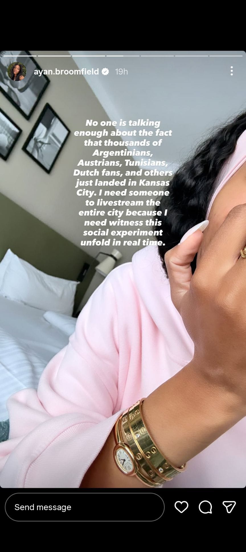 Captura de tela da história de Broomfield no Instagram.