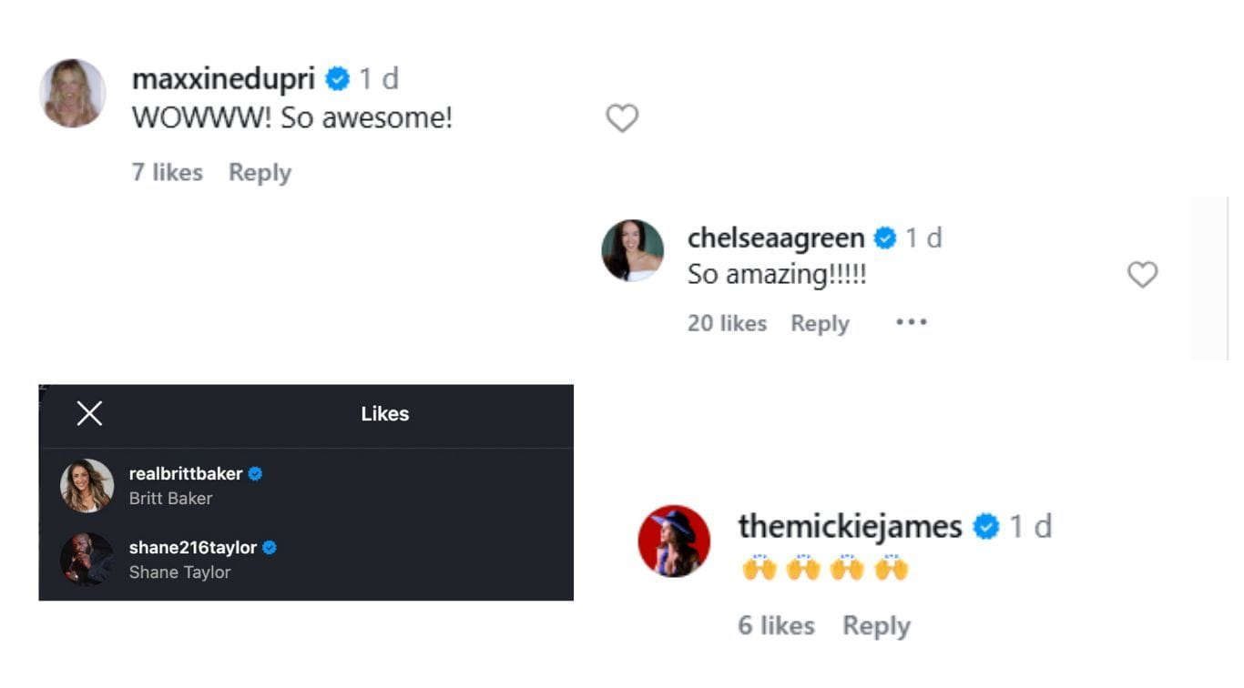 The star reactions (Screengrabs taken from Instagram/@deonnapurrazzo)