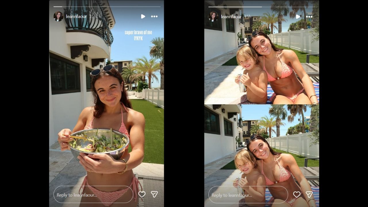 Capturas de tela das histórias do Instagram de Leann Faour (imagens via Instagram.com/@leannfaour IG Stories)