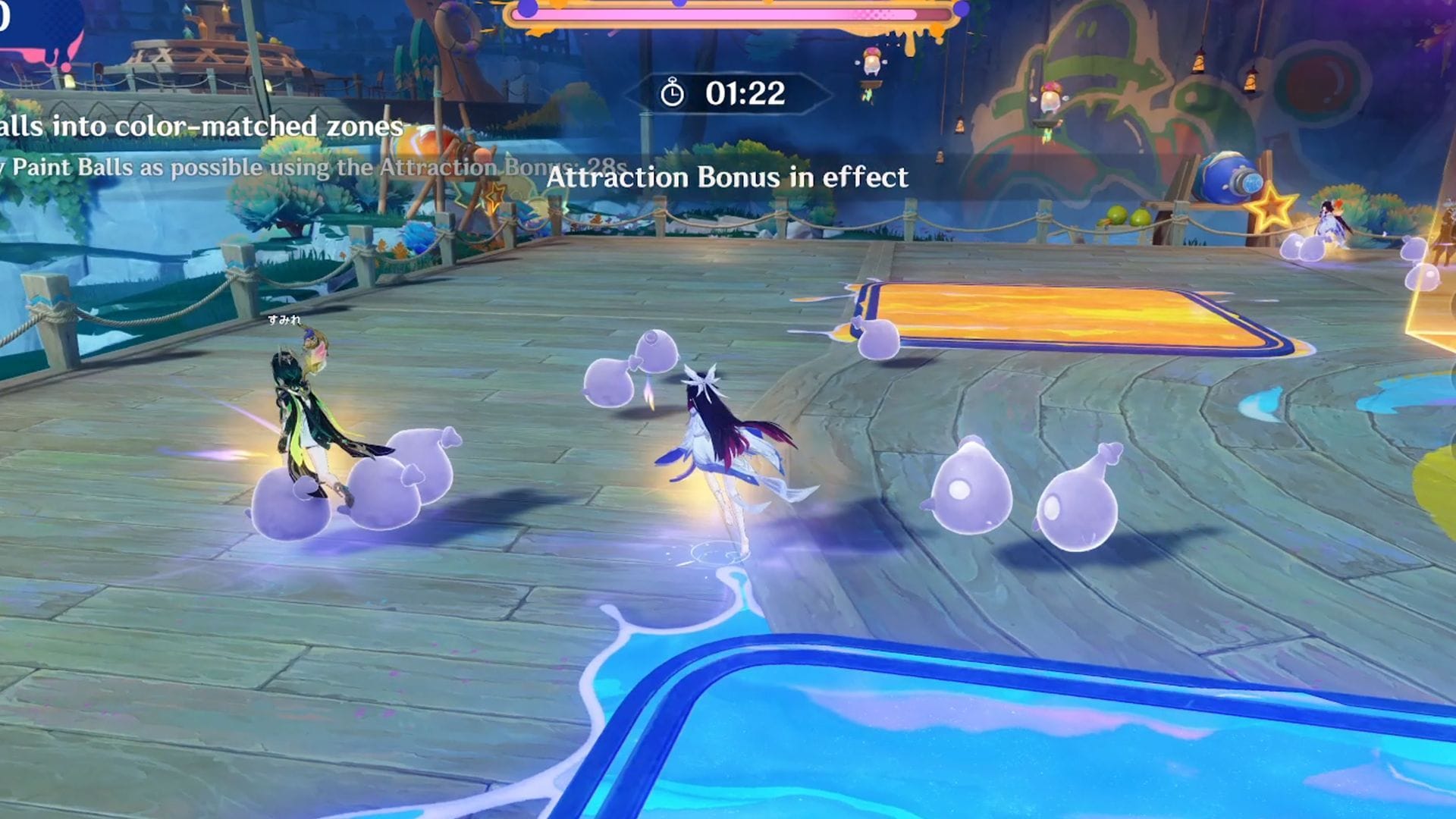 Use o "Bônus de atração" efeito para guiar rapidamente as bolas para as zonas (Imagem via Sportskeeda Gaming/HoYoverse)