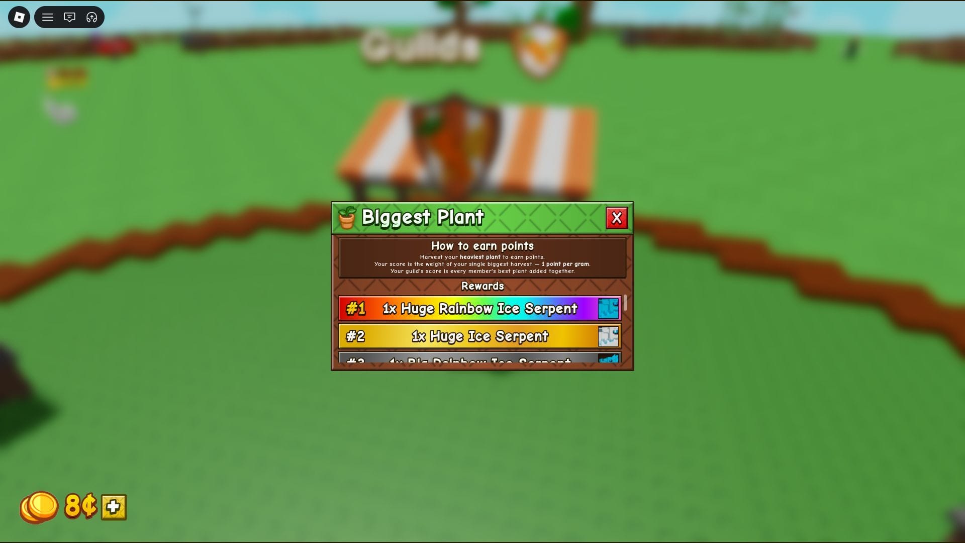 Os membros da guilda podem receber recompensas semanais por meio de competições da guilda (imagem via Roblox)