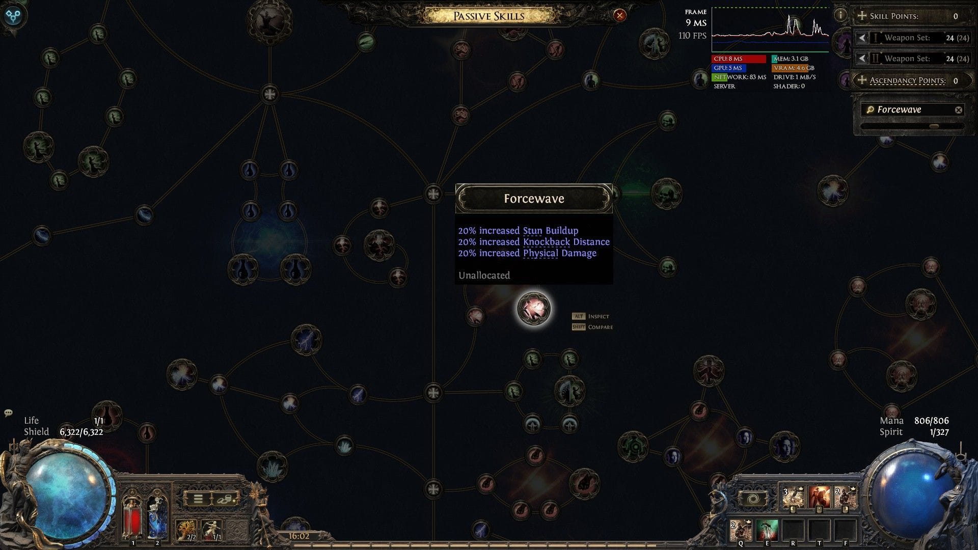 Forceweave passive skill node in Path of Exile 2 (Image via GGG) 