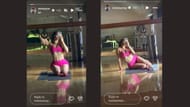 A esposa de Adrian Morejon, Melany, compartilha uma selfie no espelho no IG com um sutiã esportivo neon e shorts