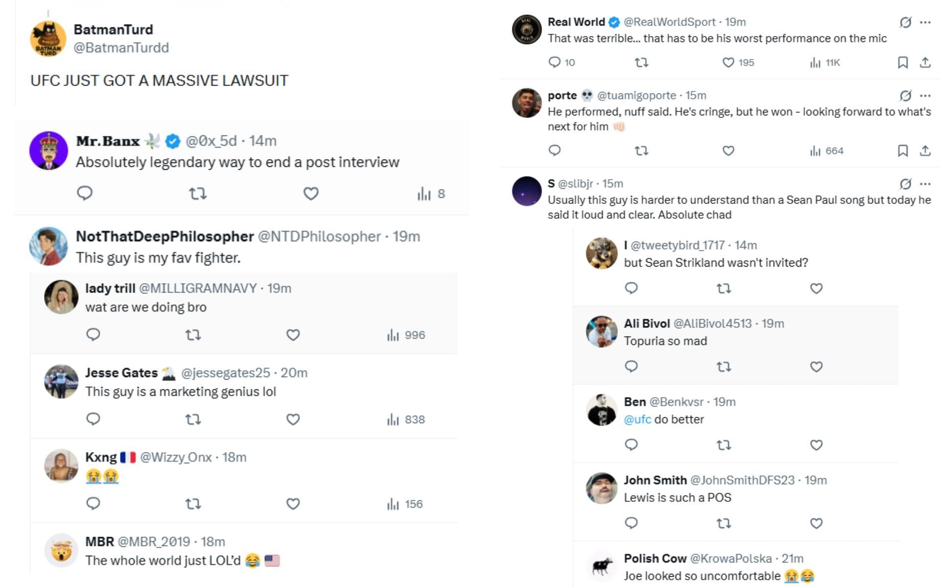 Fãs debatem o comentário de Michelle Obama de Josh Hokit [Screenshots courtesy: @DovySimuMMA on X]