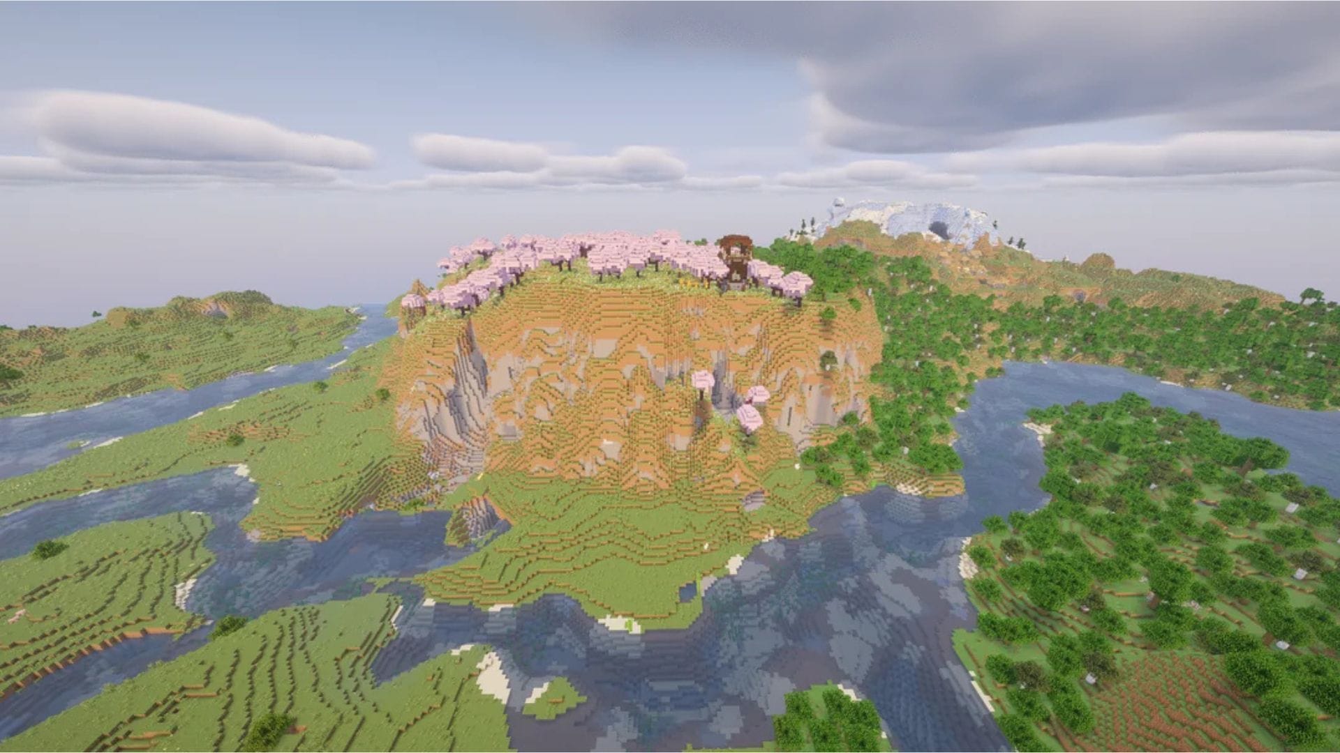 This seed features a plethora of different structures (Image via Mojang Studios || reddit/@Fantastic-End-4694)