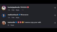 Capturas de tela dos comentários de Hunter Jayde Nola, Madison Wilson e Taylor Cain Matz na postagem de Dominique Wheeler no Instagram (imagem via Instagram.com/@nikawheelz)