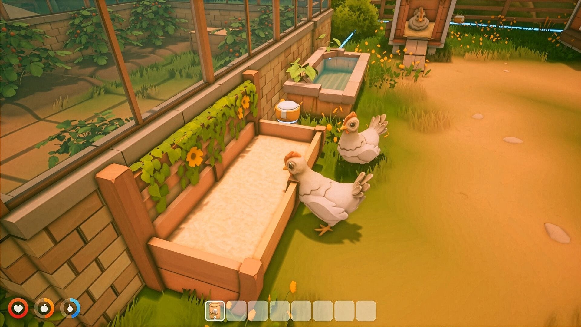How to tame chickens in Solarpunk (and farm eggs)