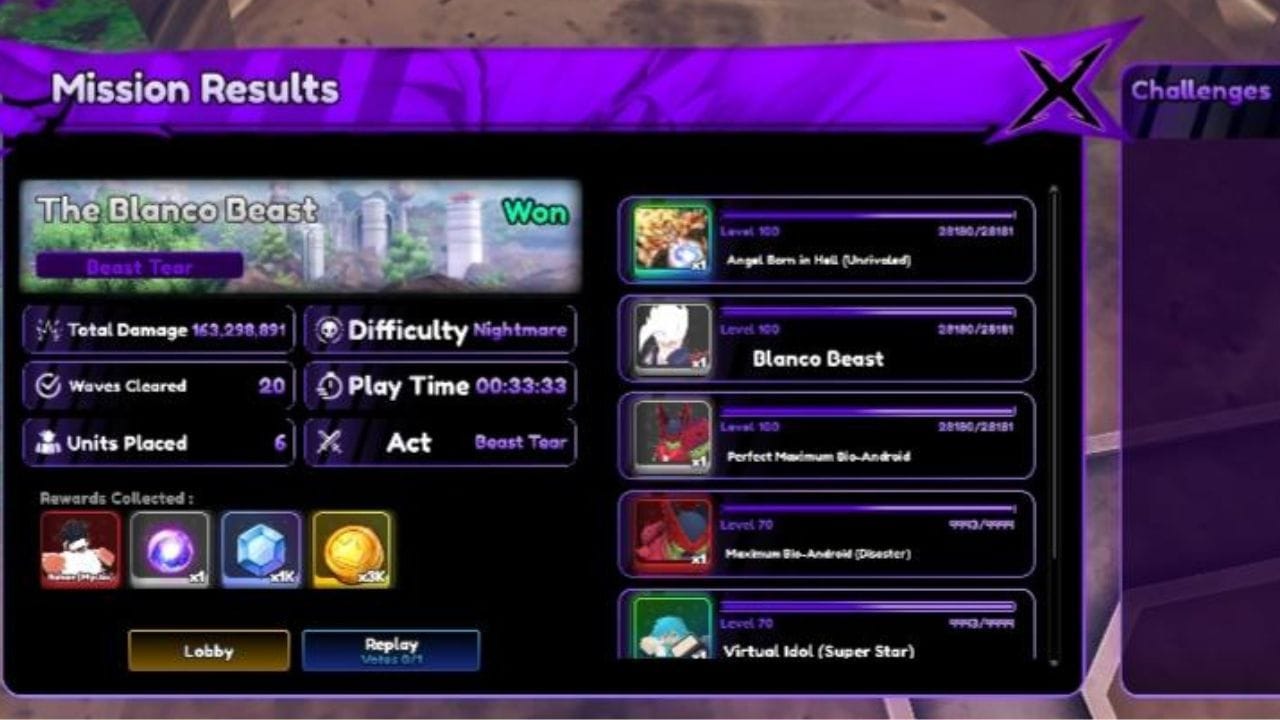 O visual da tela final (imagem via Universal Tower Defense X Discord)