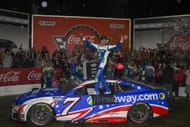 Daniel Suarez celebrates his win during the Coca-Cola 600 at Charlotte Motor Speedway. - Source: Imagn