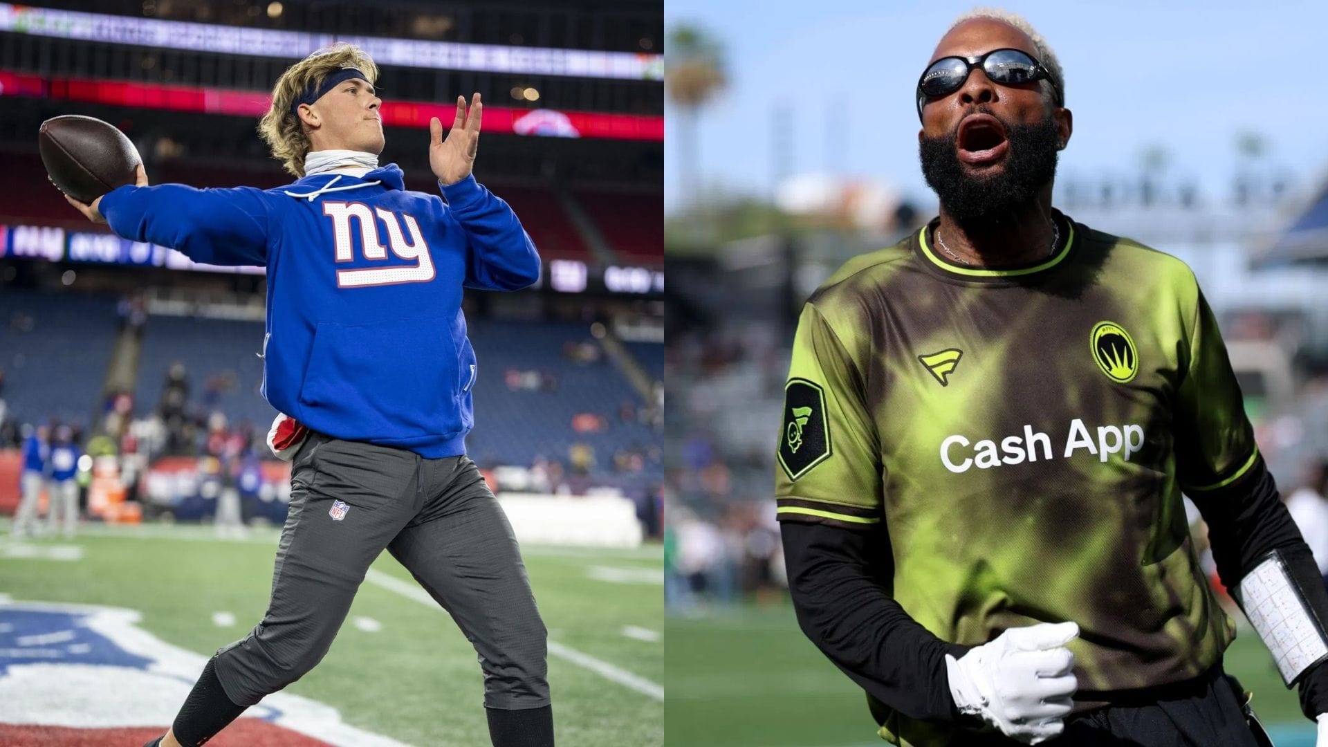 "Looks so fast and agile": Giants fans hyped as Jaxson Dart throws pass to Odell Beckham Jr. on the slant during OTAs