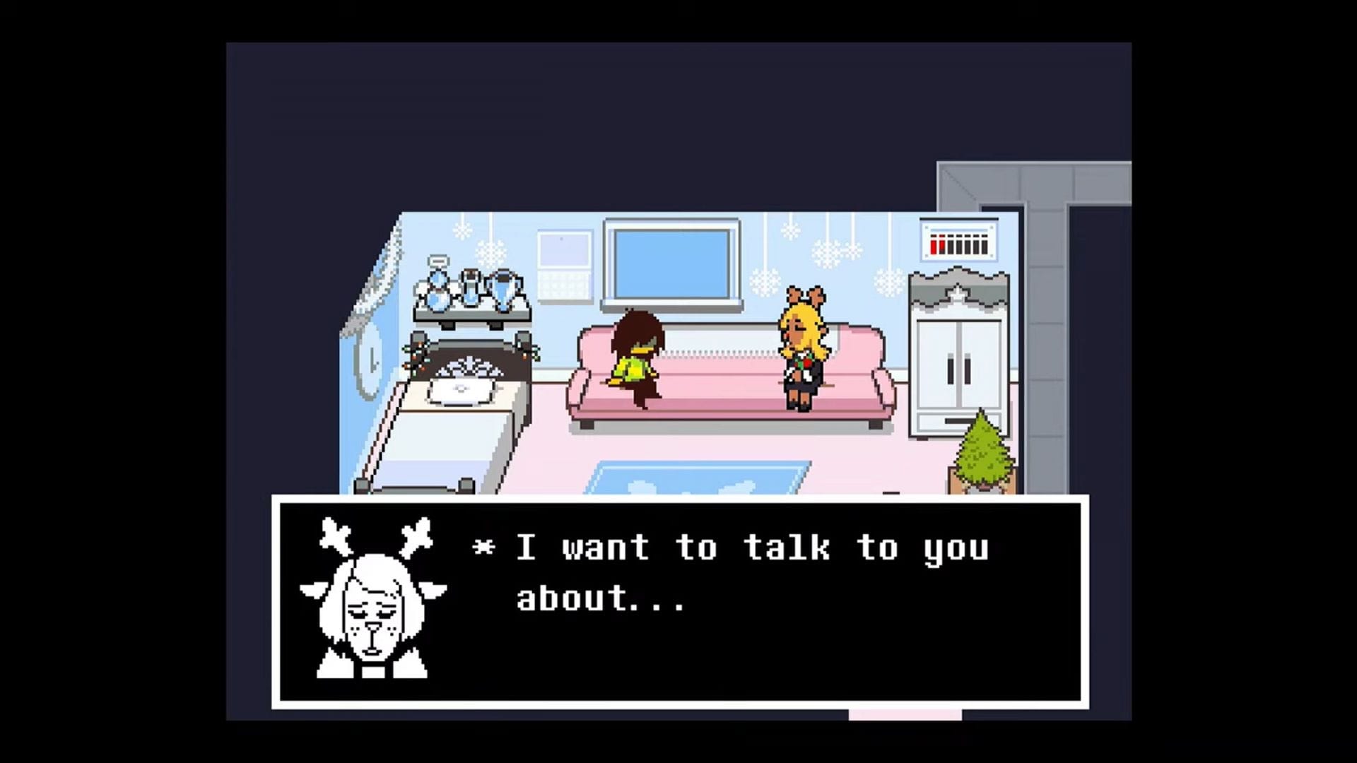 Ouça a conversa deles para progredir nesta rota (Imagem via Toby Fox | YouTube/@BonelessWalkthroughs)