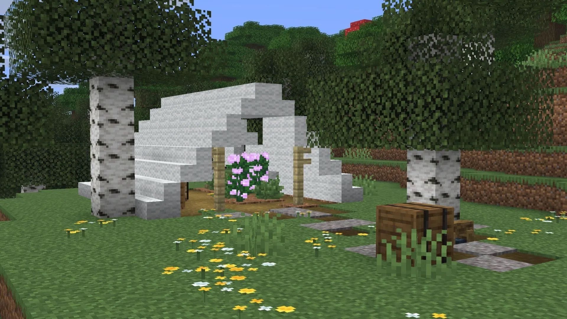 Novos recursos, como acampamento abandonado e piscinas de enxofre, foram adicionados (Imagem via Mojang Studios)