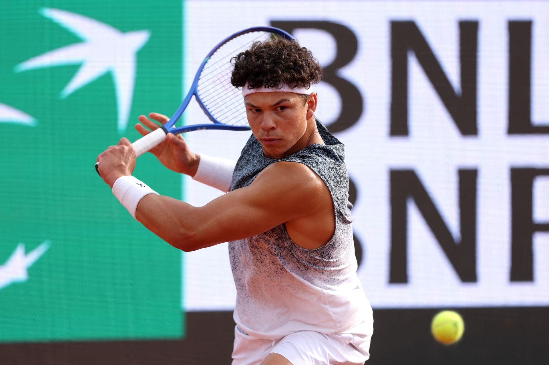 Ben Shelton dos Estados Unidos no Internazionali BNL D'Italia em Roma, Itália. (Foto de Getty Images)