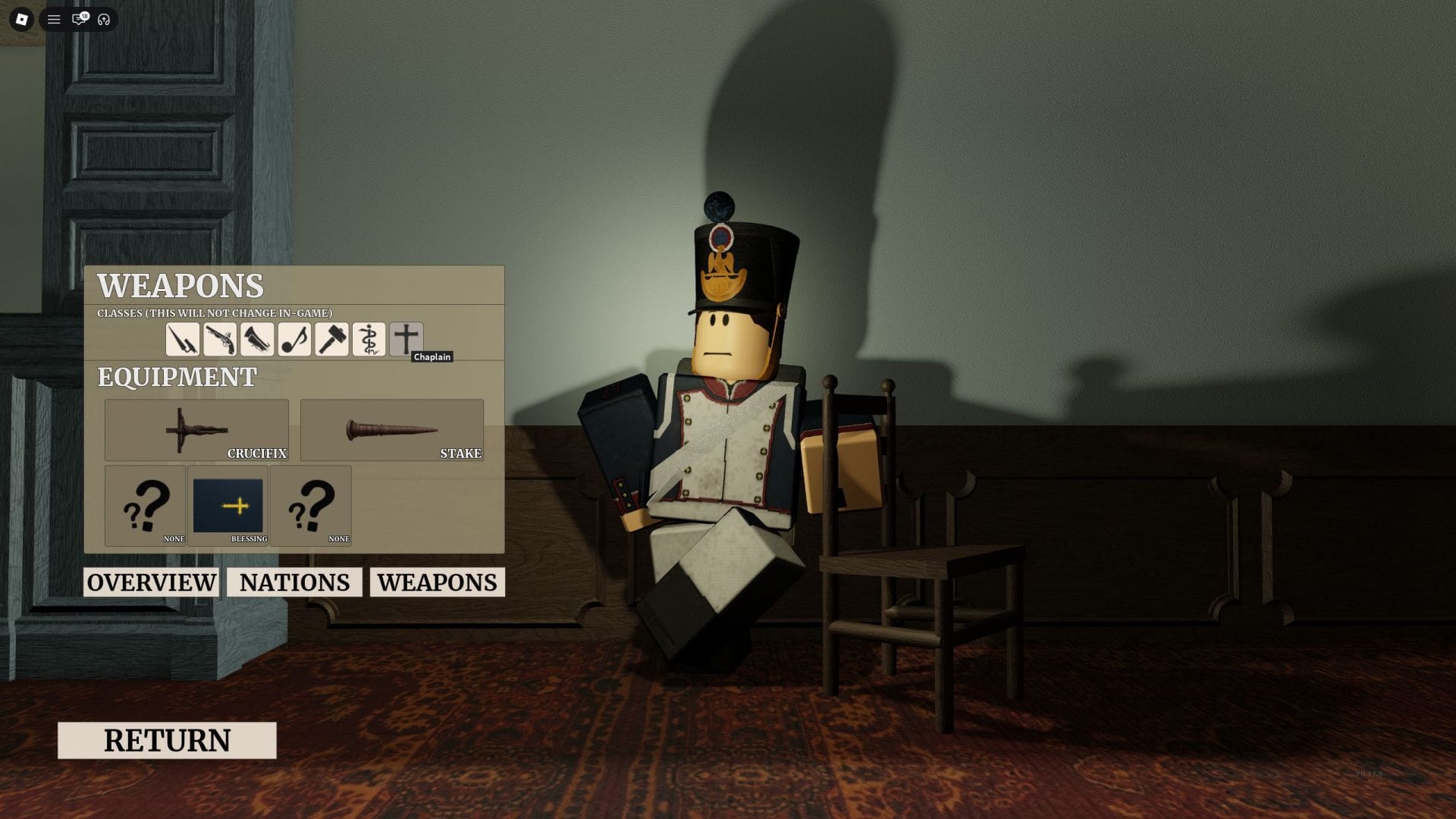 As ferramentas disponíveis para a turma do Capelão (Imagem via Roblox)