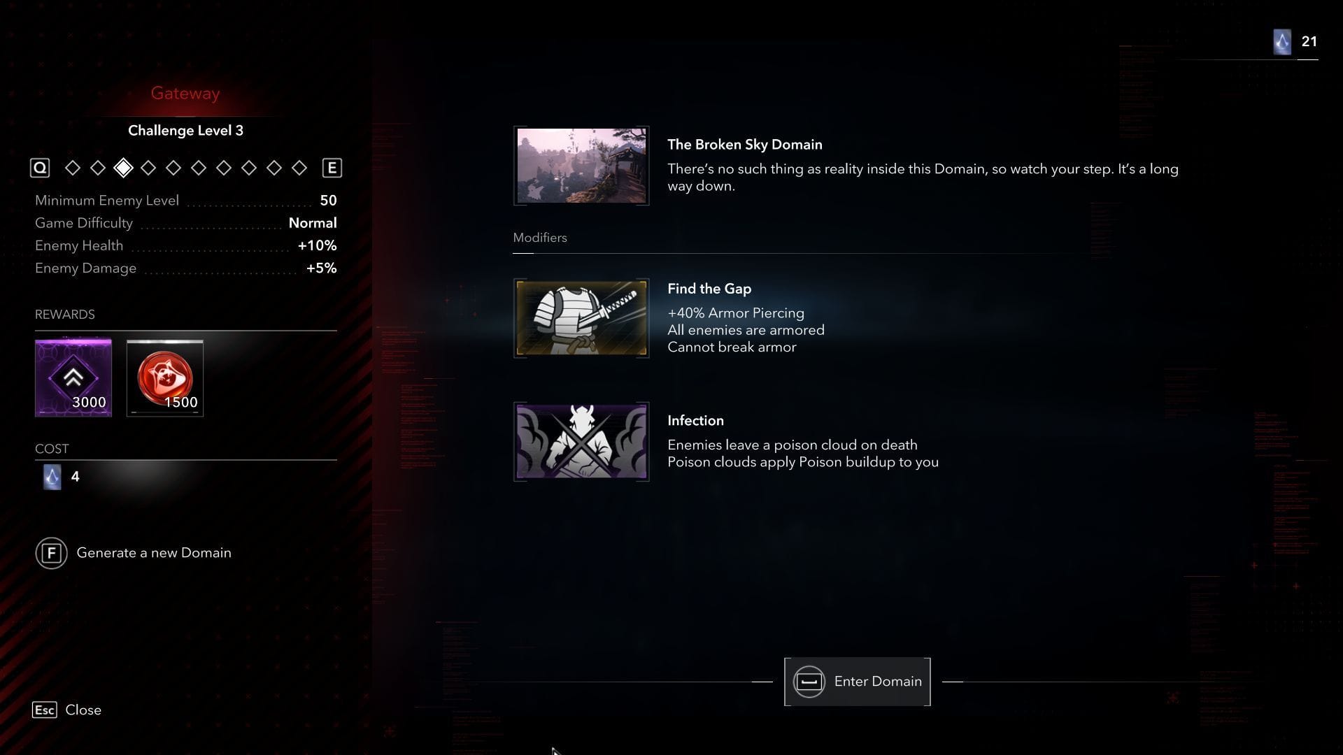 There are 10 Challenge Levels, each boasting randomized Modifiers (Image via Ubisoft)