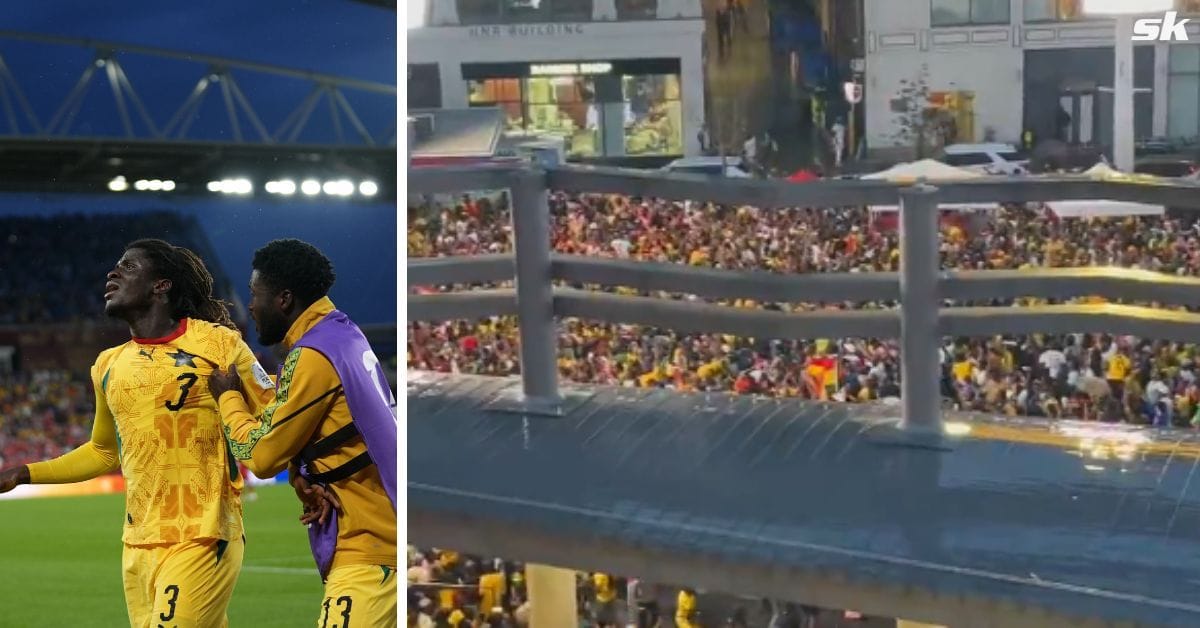 Ghana fans who couldn't enter stadium celebrate country's stoppage-time winner against Panama at FIFA World Cup in Toronto