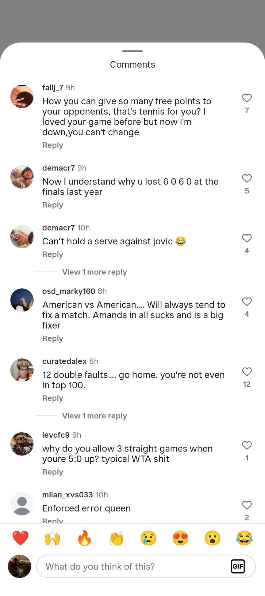 Captura de tela da seção de comentários da postagem do Instagram.