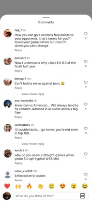 Captura de tela da seção de comentários da postagem do Instagram.