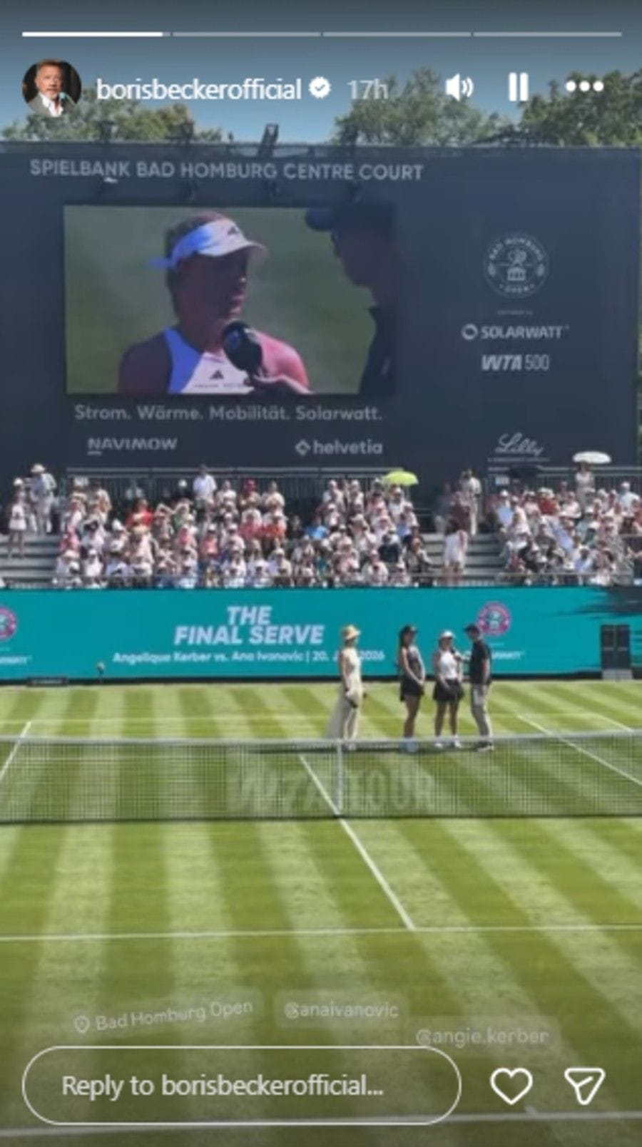Captura de tela da história de Becker no Instagram.
