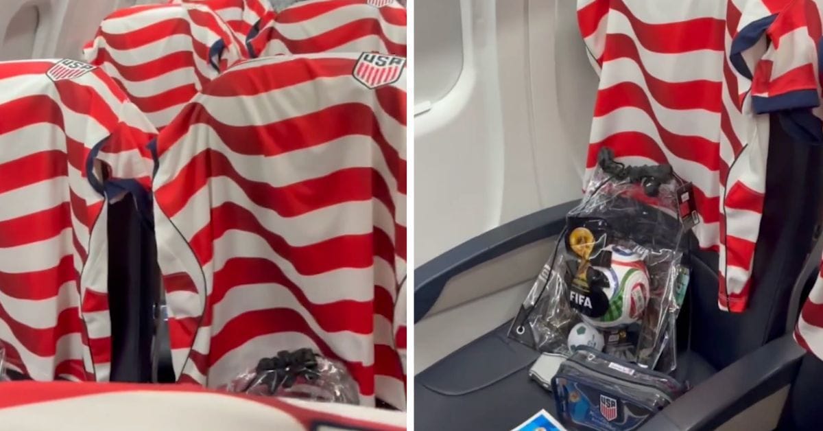 VIDEO: American Airlines provide USMNT care packages to passengers on flights to Seattle as they receive jersey and other FIFA World Cup memorabilia