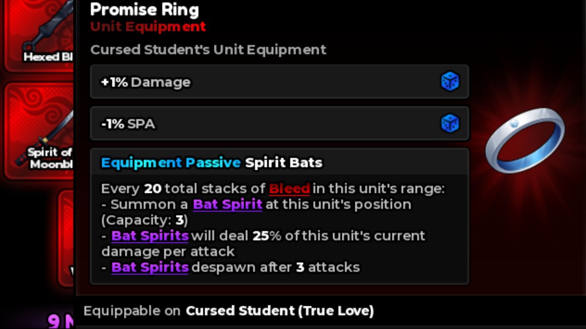 The Promise Ring Equipment info (Image via Roblox)