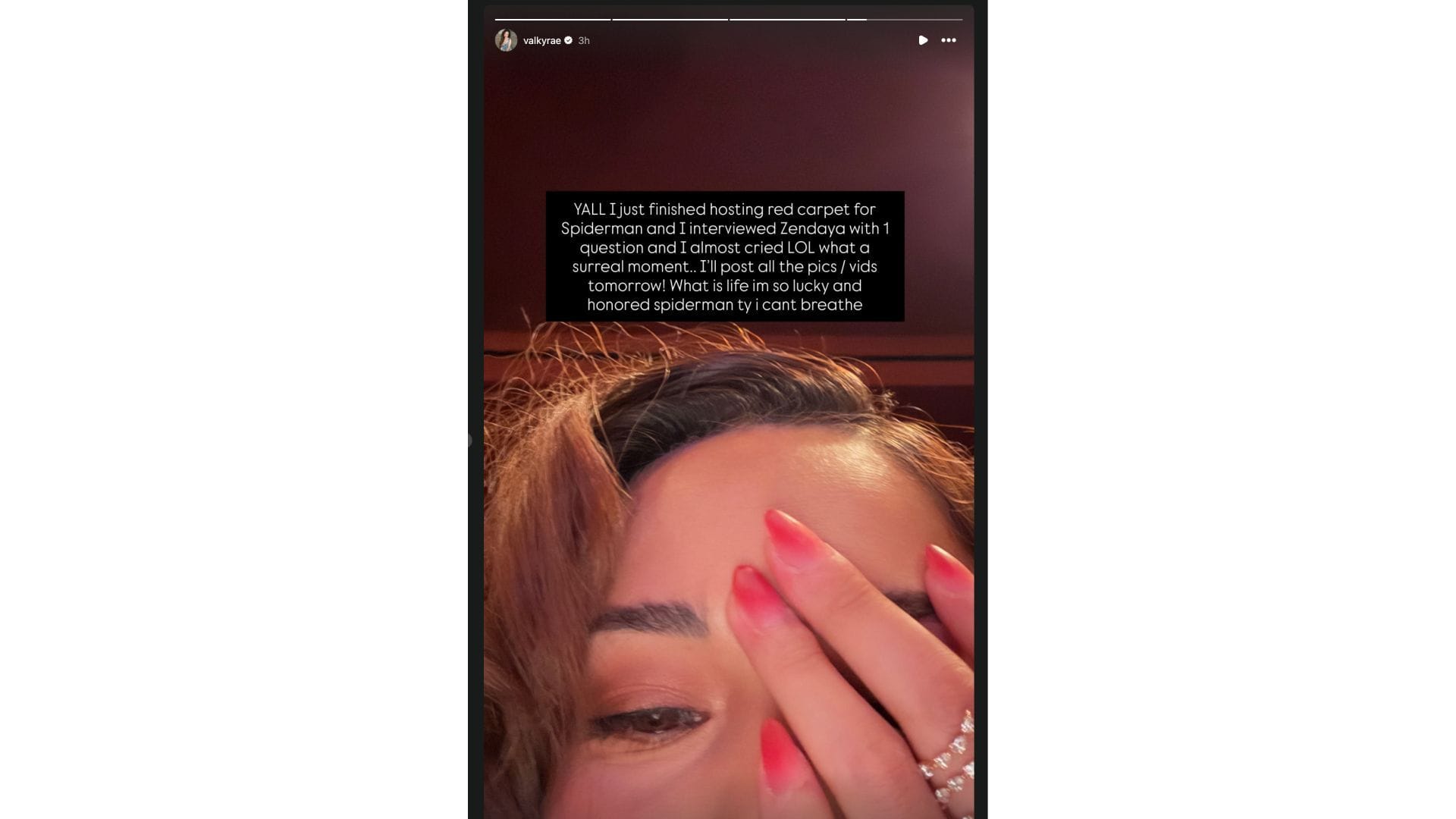 The streamer's most recent Instagram Story (Image via Instagram/@valkyrae)
