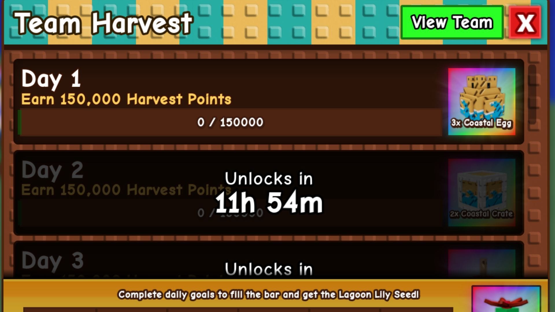 The Team event interface (Image via Roblox)