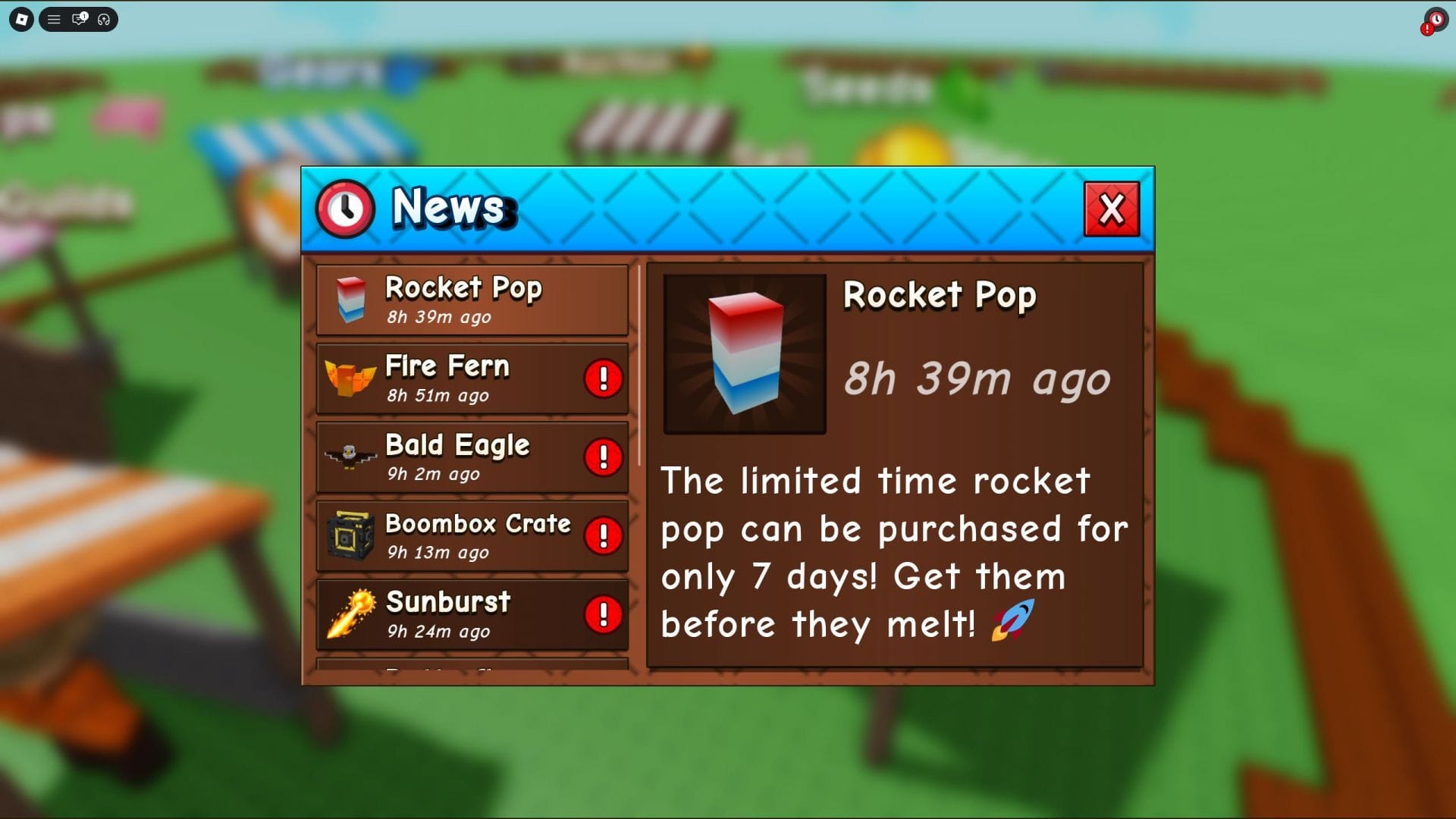 Notícias sobre lançamento de conteúdo do 4 de julho (imagem via Roblox)