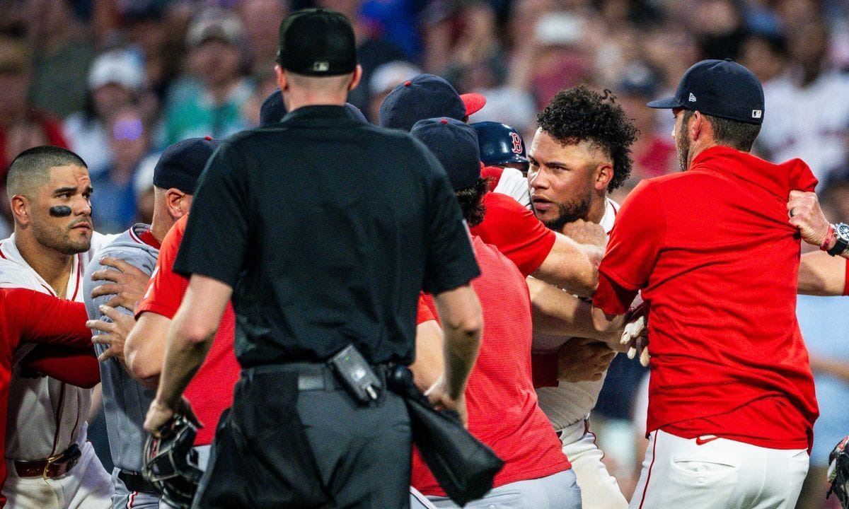 WATCH: Cade Cavalli's heated interaction with Willson Contreras initiates benches-clearing brawl in Red Sox vs. Nationals game