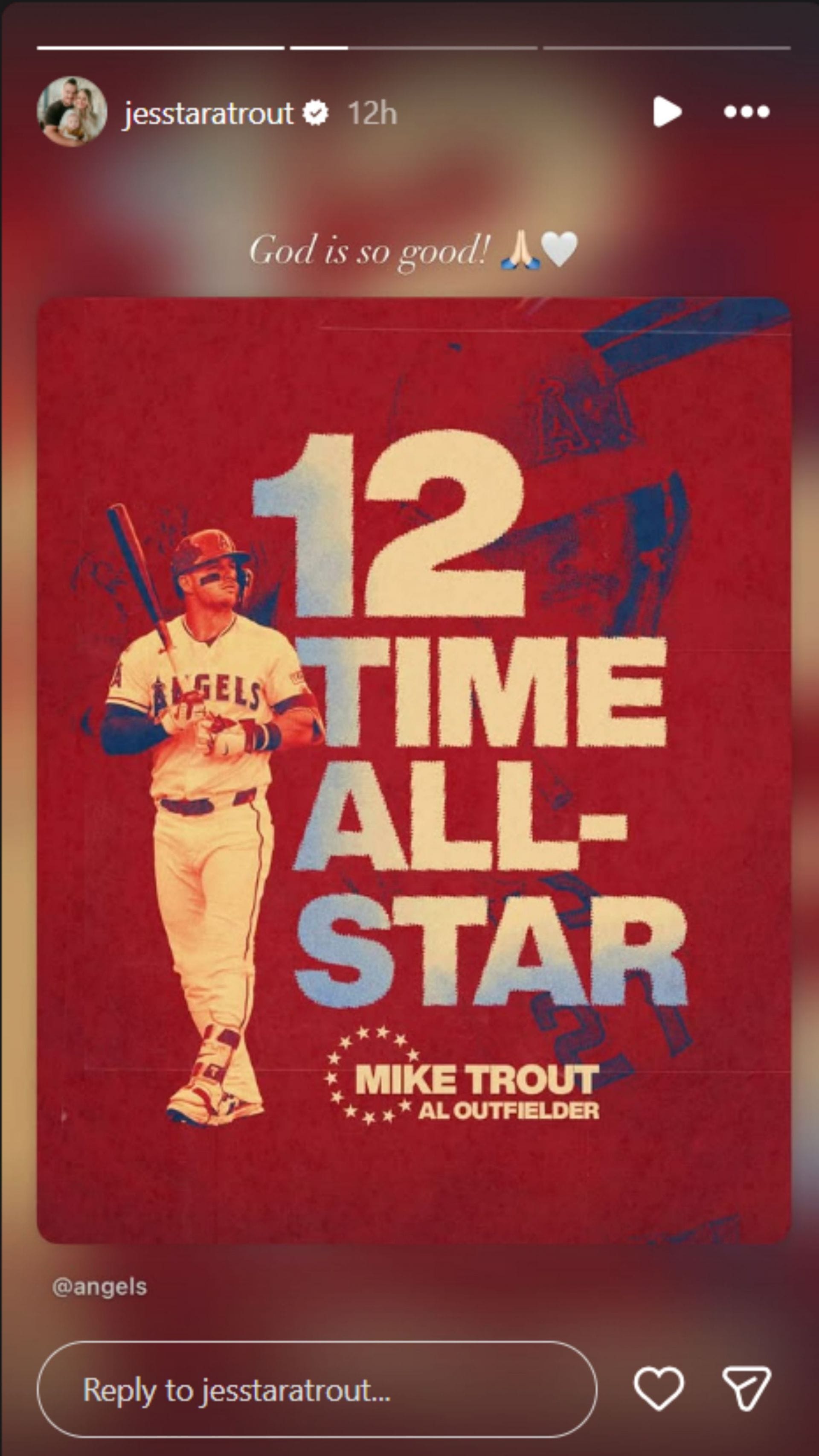 História da esposa de Mike Trout no Instagram (imagem via Instagram/jesstaratrout)