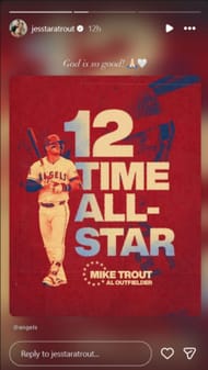 História da esposa de Mike Trout no Instagram (imagem via Instagram/jesstaratrout)
