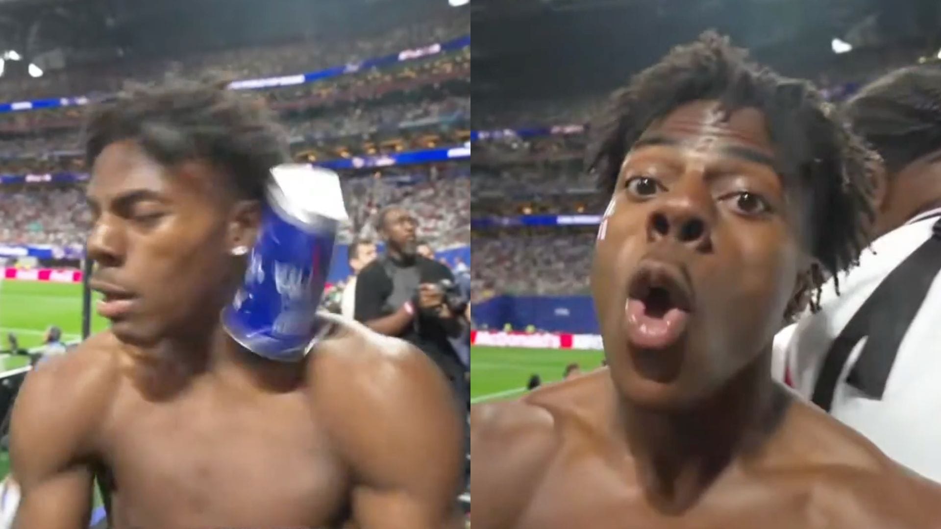 IShowSpeed gets hit by an object during Argentina vs England FIFA World Cup semi-final, fans suspect an Argentine threw it