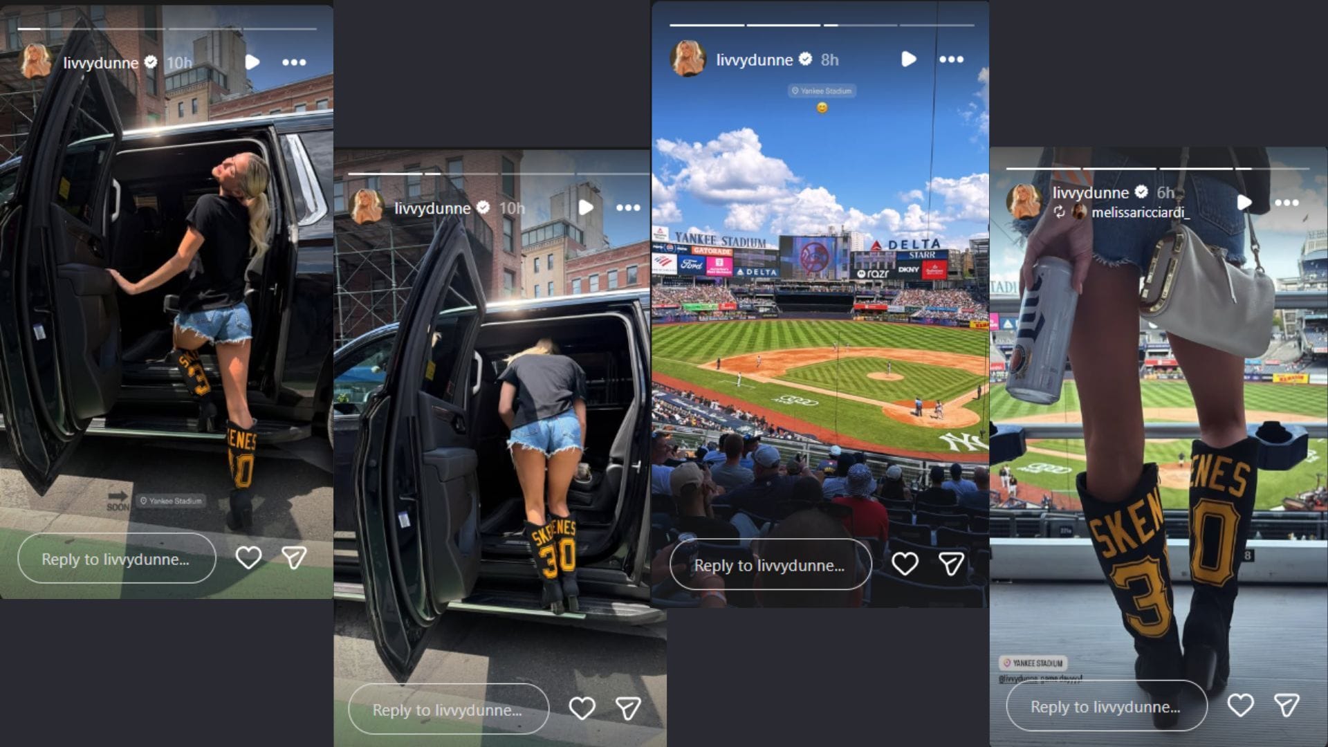 Paul Skenes' girlfriend Olivia Dunne shares her game day look for Pirates vs Yankees game in NY on her IG story