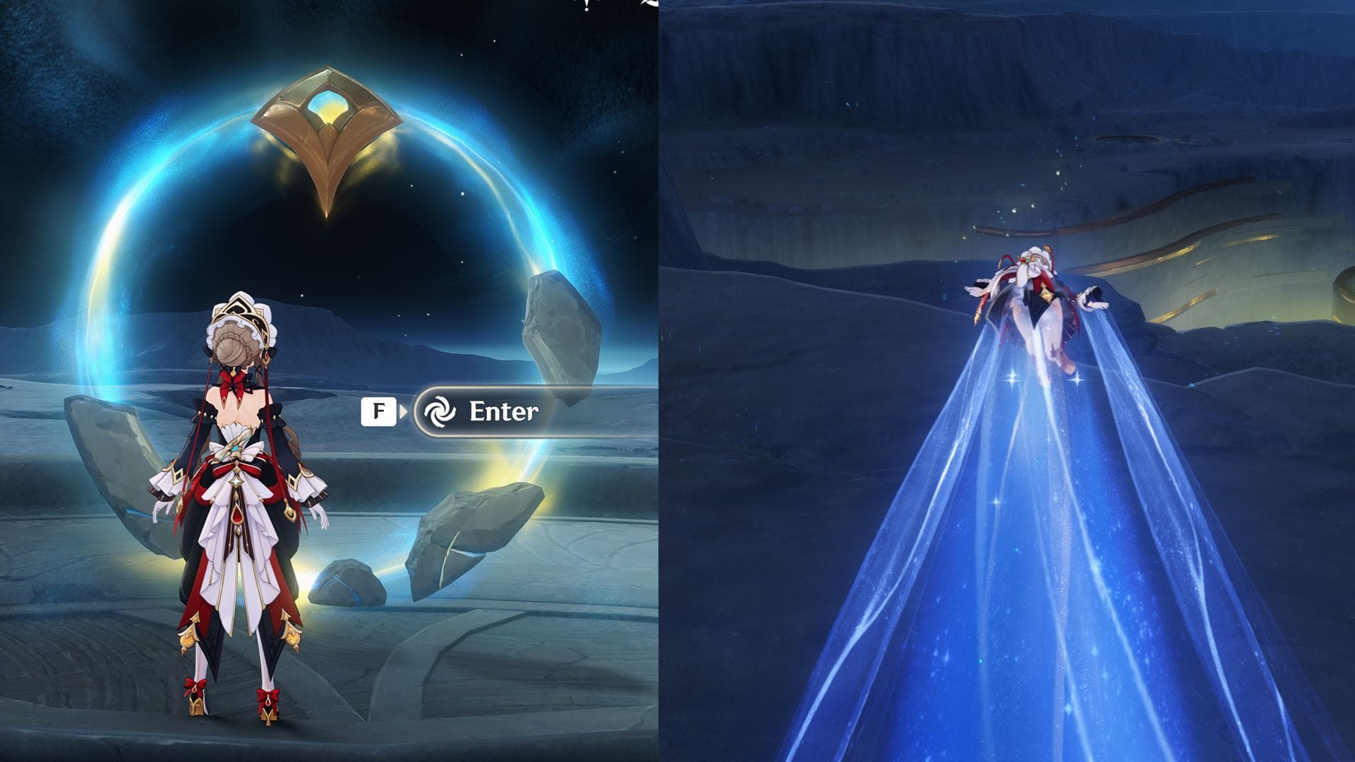 Use a faixa de trânsito para chegar a Nuur Stone Circle Localização da estação de trânsito em Ungien's Circle (Imagem via Sportskeeda Gaming/HoYoverse)
