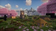 Cherry blossom villages are both beautiful and functional (Image via Mojang Studios || Reddit/@Miserable-Gur1752)