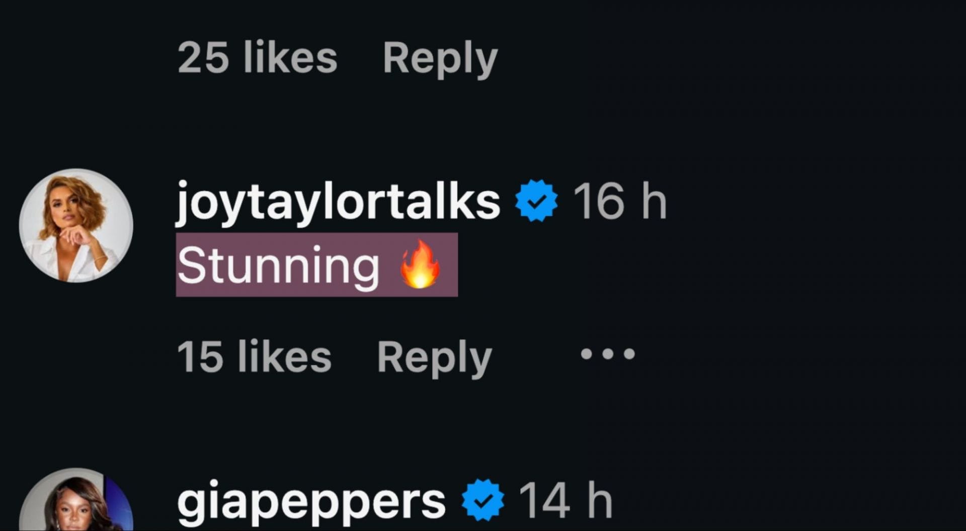 Comentário de Joy Taylor no IG