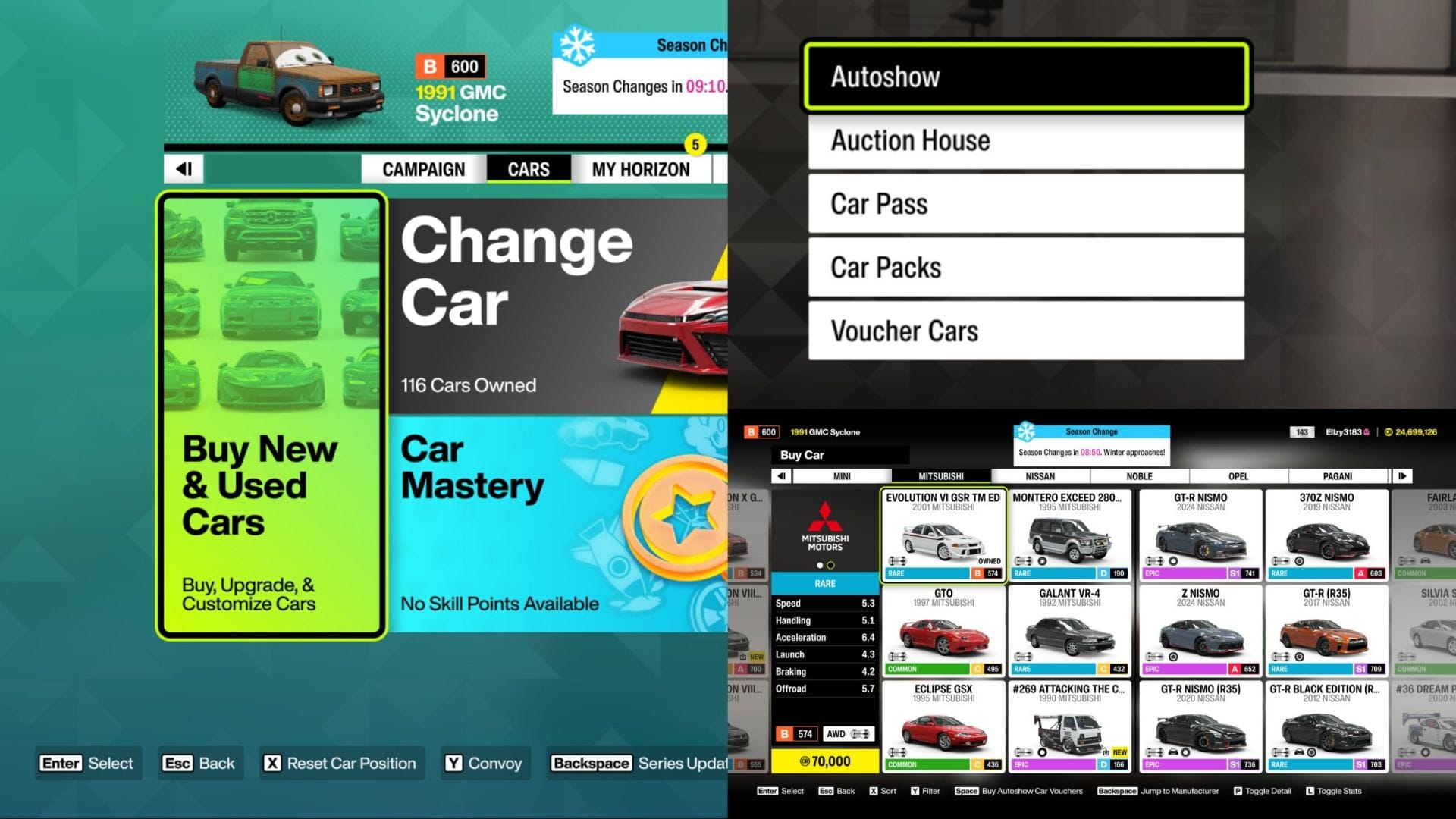 Compre o Lancer Evolution VI GSR 2001 (imagem via SK Gaming || Xbox Game Studios)