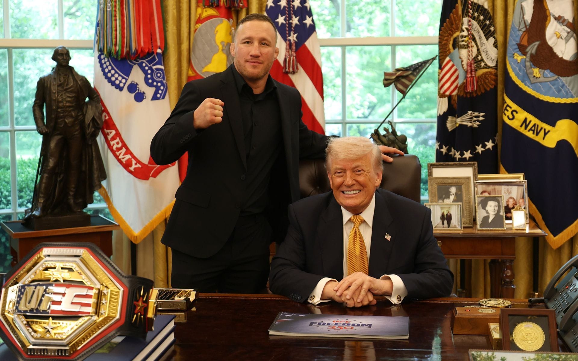"Great Honor to see The Champ" - Donald Trump reacts as Justin Gaethje visits the White House to celebrate UFC Freedom 250 win