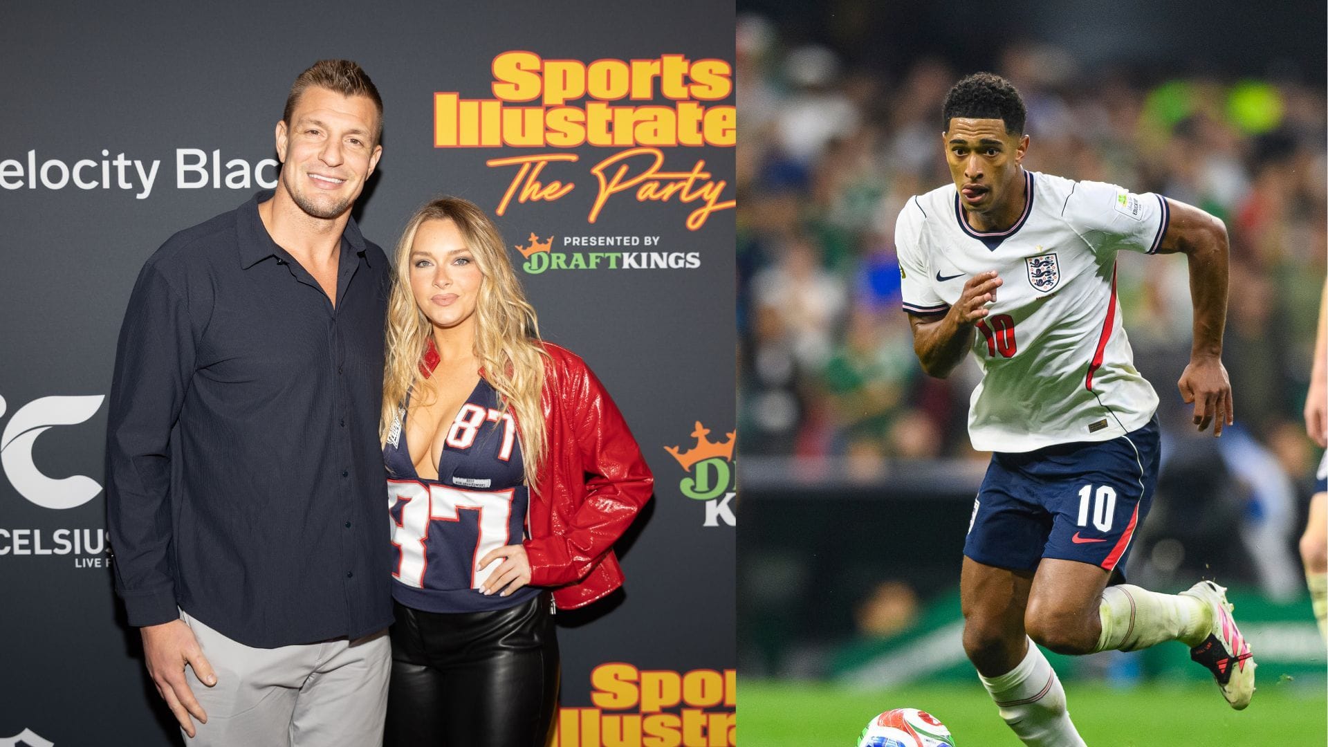 Rob Gronkowski's gf Camille Kostek poses with Jude Bellingham while presenting Player of the Match Award to England star after Mexico win