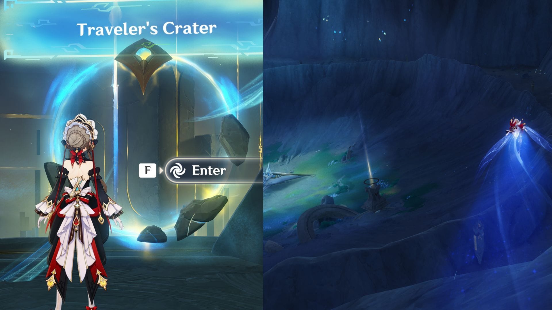 Use o trânsito para ir para a Cratera do Viajante (Imagem via Sportskeeda Gaming/HoYoverse)