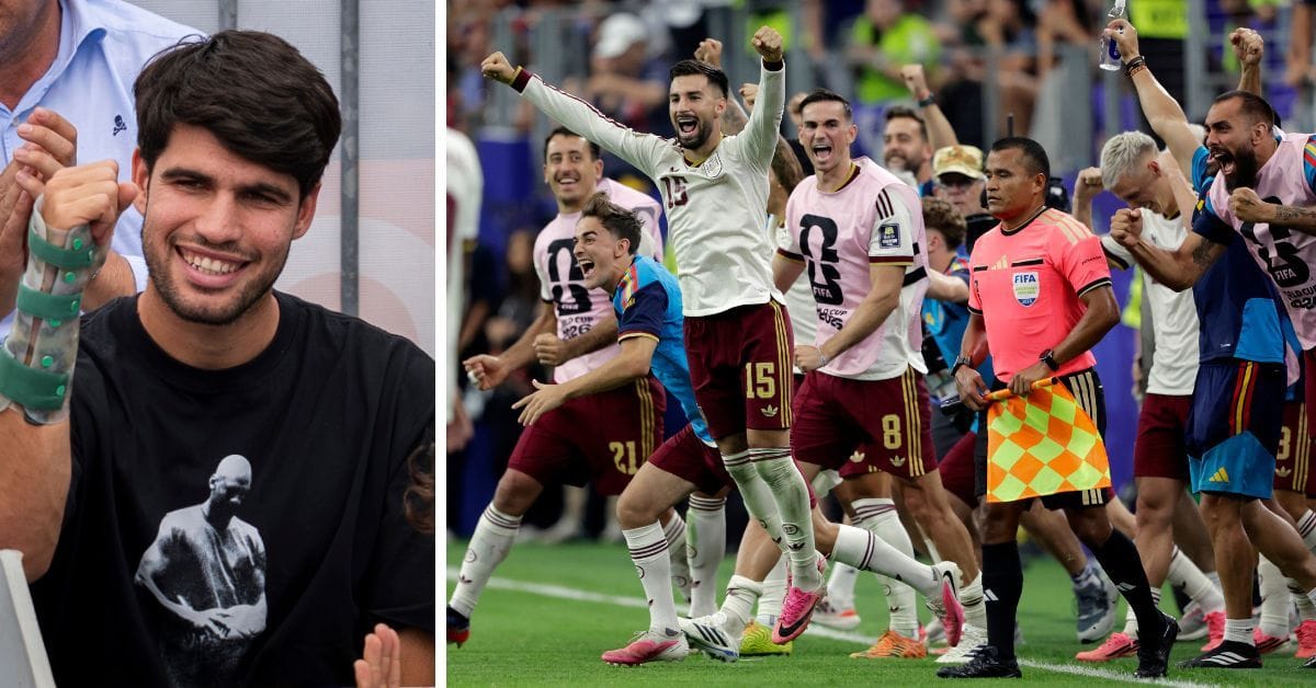 Carlos Alcaraz reacts after Spain knock France out to reach 2026 FIFA World Cup final
