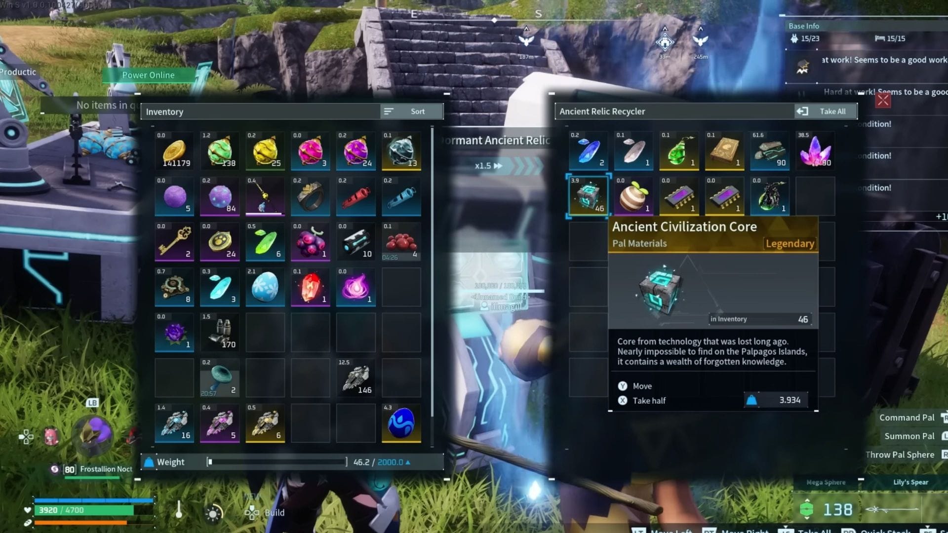 Ancient Civilization Core can completely change you gameplay experience (Image via Pocketpair || YouTube/@ApeKnightGaming)