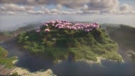 Cherry blossom island is also a great place to start a new world (Image via Mojang Studios || Reddit/@Miserable-Gur1752)