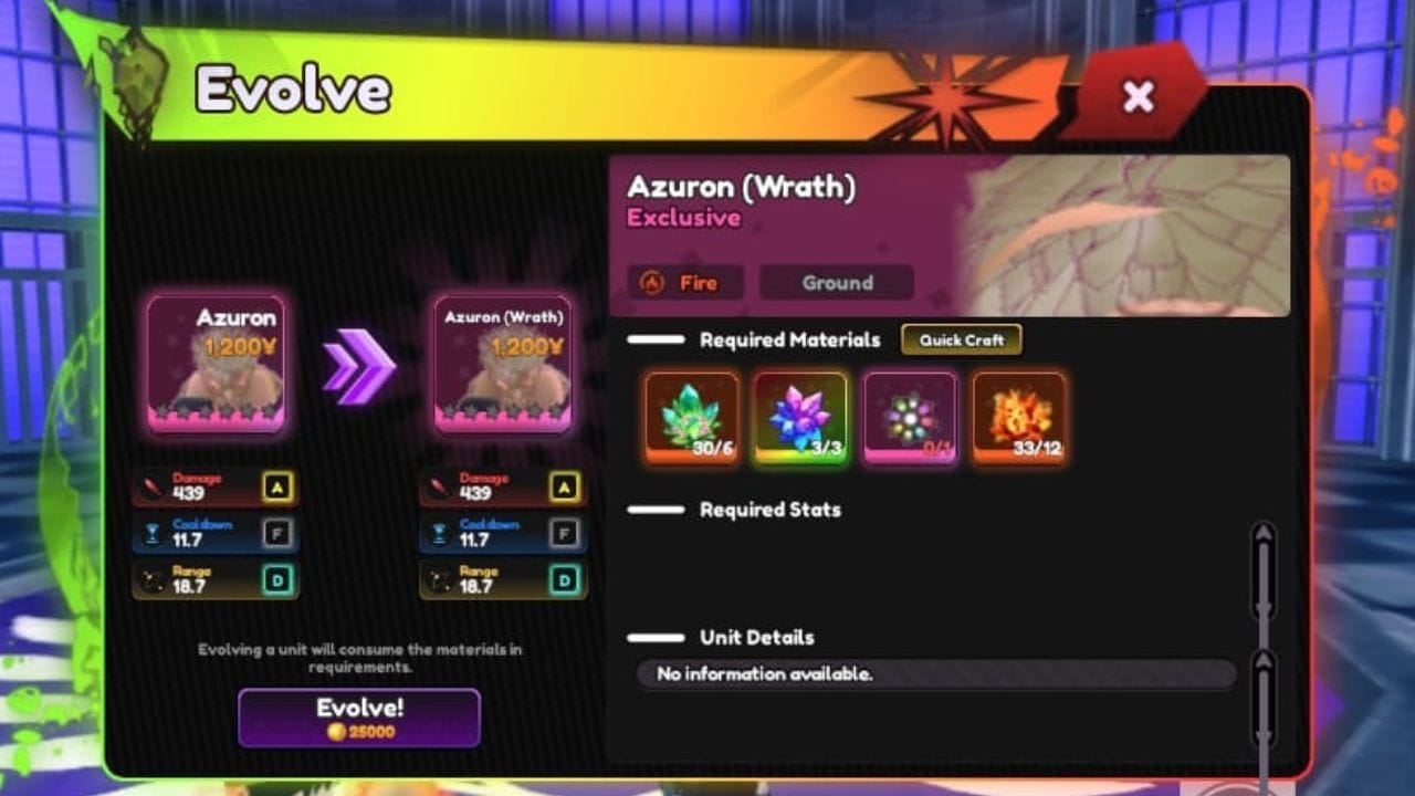 All materials needed to evolve Azuron (Image via Roblox)