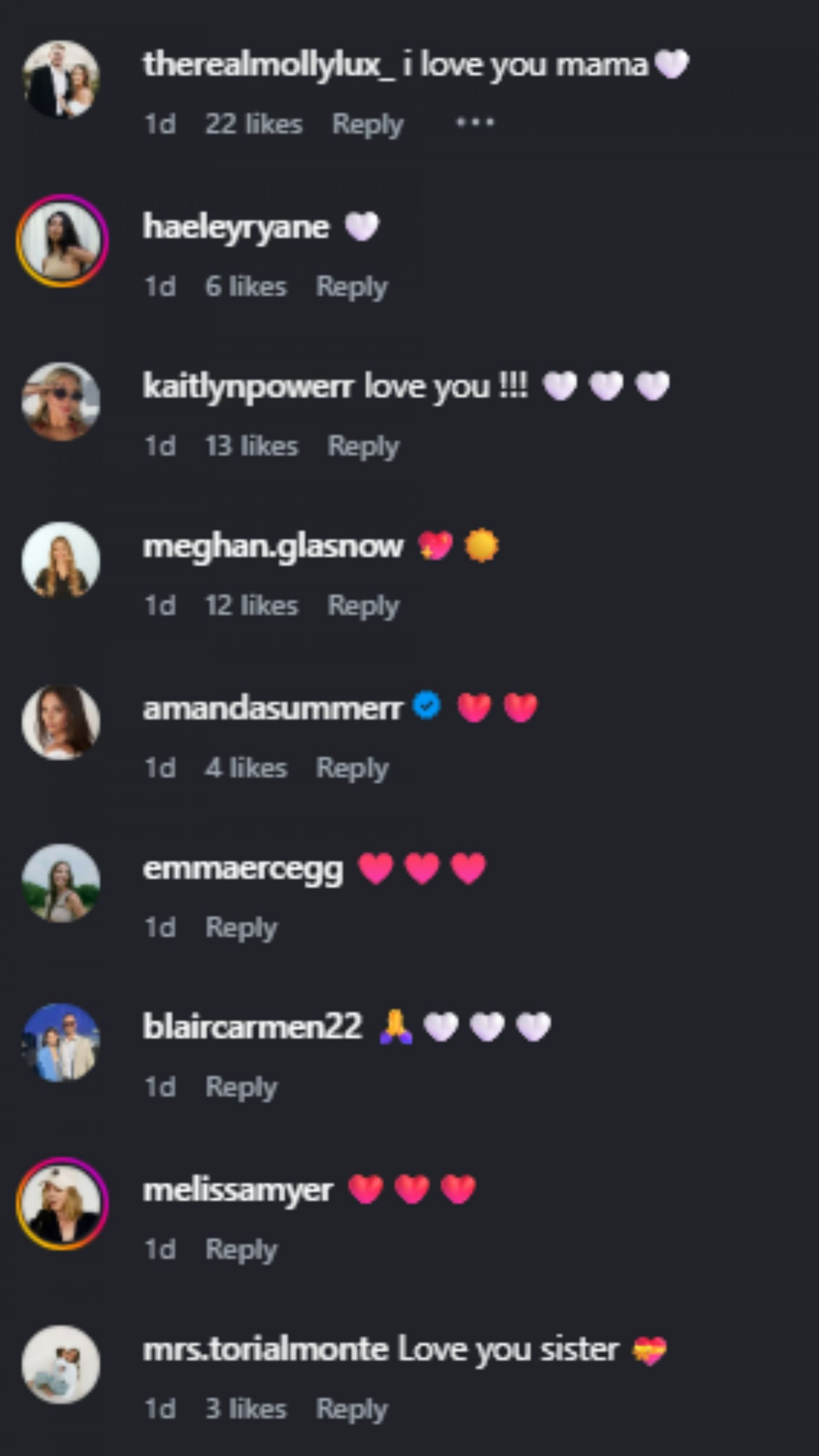 Captura de tela dos comentários (imagem via Instagram/babyy_vesia)