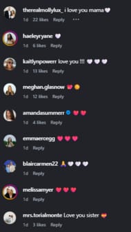 Captura de tela dos comentários (imagem via Instagram/babyy_vesia)