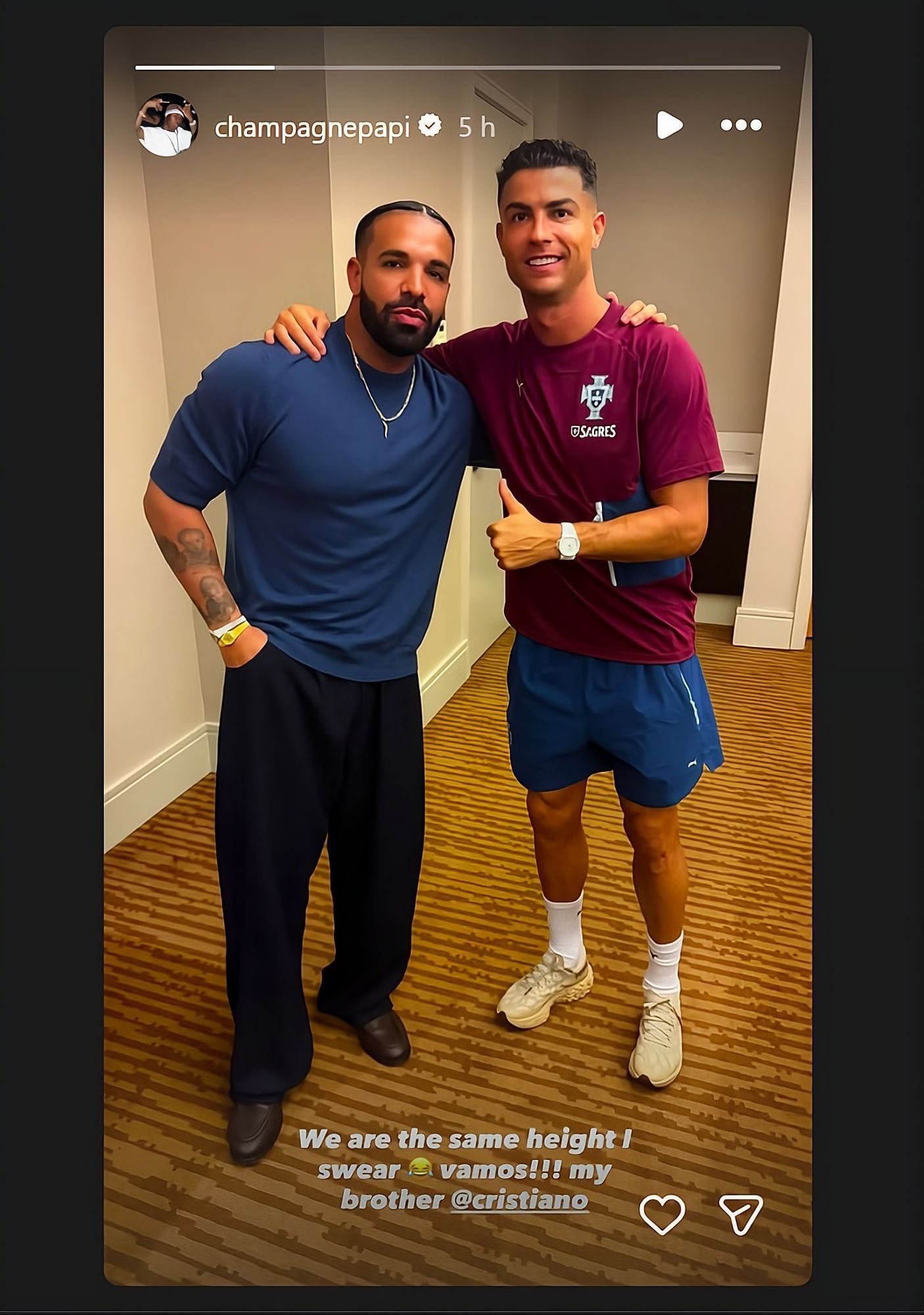 Foto de Drake com CR7 - Fonte: IG/@champagnepapi