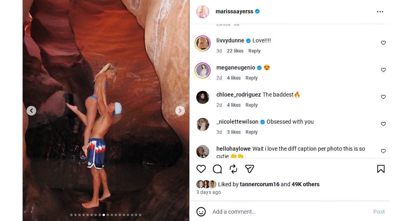 Jaxson Dart’s GF Marissa Ayers makes her opinion known as Olivia Dunne
