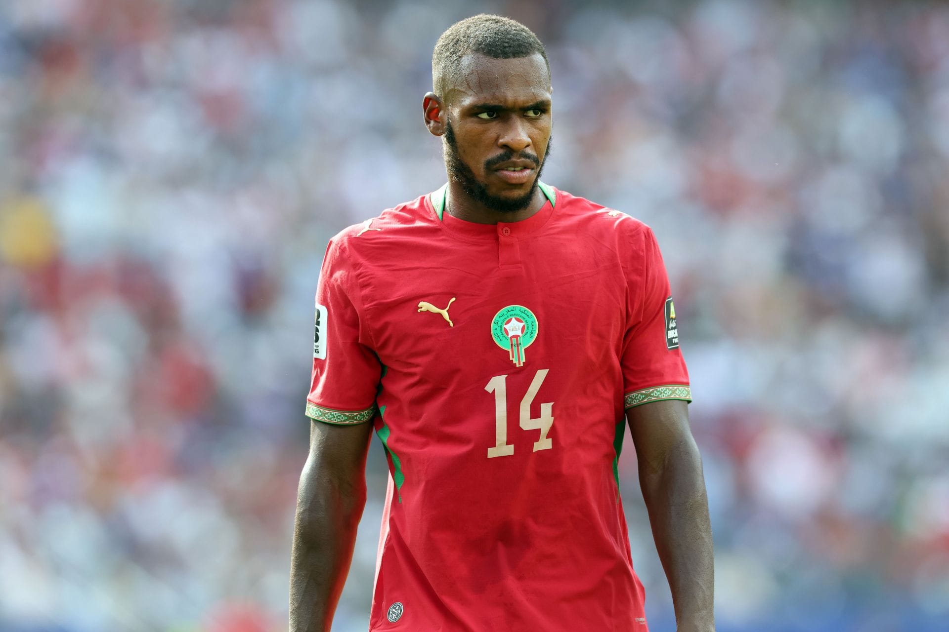 Why did Morocco defender Issa Diop not receive red card for covering mouth before speaking to Dembele during FIFA World Cup quarter-final?