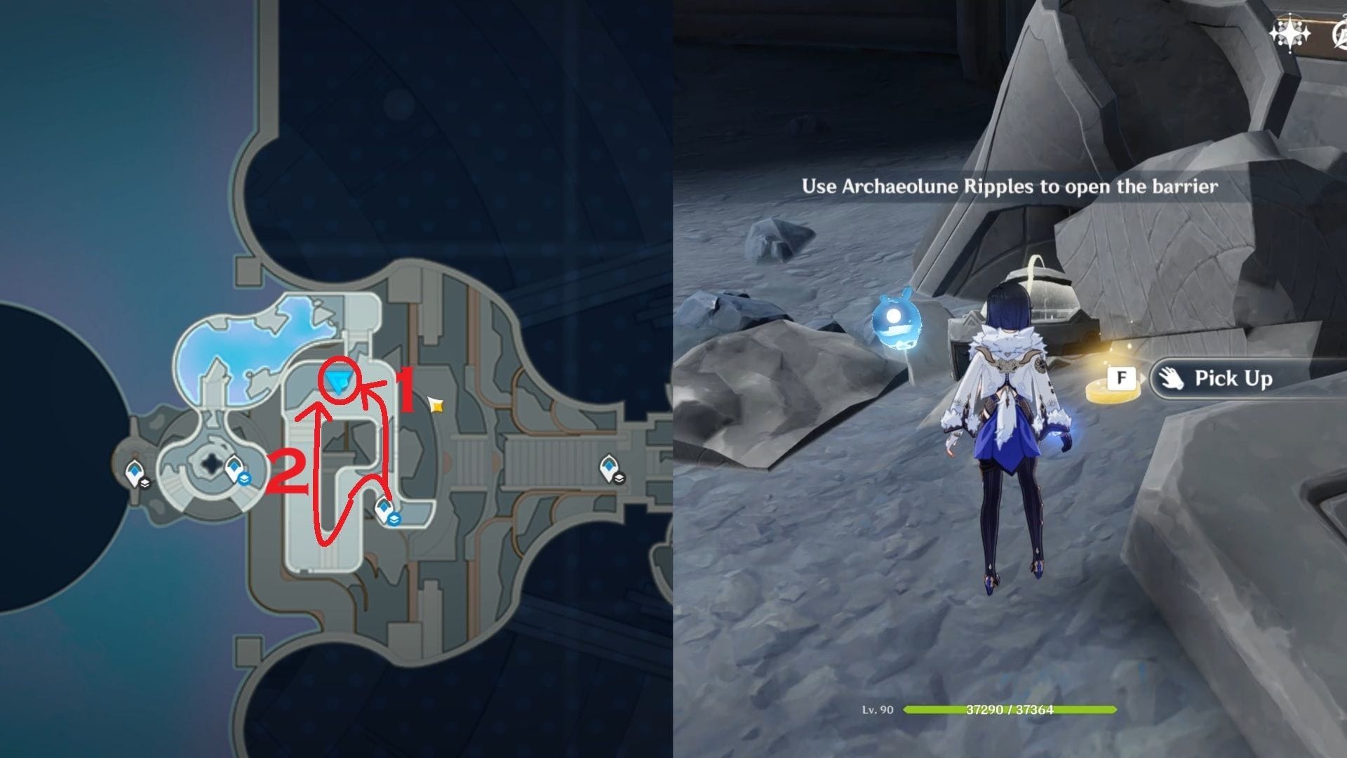 Localização do Radiant Spincrystal 185 (imagem via HoYoverse)